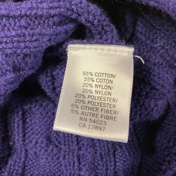 Banana Republic Factory Purple Large 3/4 Sleeve Cable Knit Sweater - Picture 4 of 7